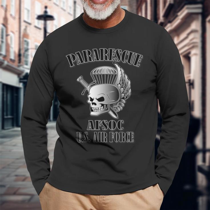 USAF Pararescue Back Long Sleeve T-Shirt Gifts for Old Men