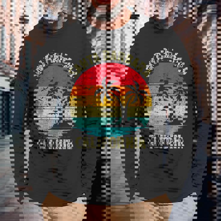 Vacaciones Familiaresintage Retro California Santa Barbara Beach Camiseta de manga larga Regalos para ancianos