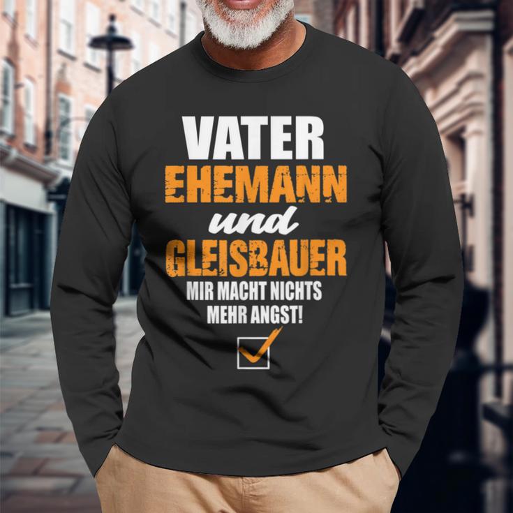 Vater Ehemann Und Gleisbauer Gleisbau Eisenbahn Eisenbahner Langarmshirts Geschenke für alte Männer