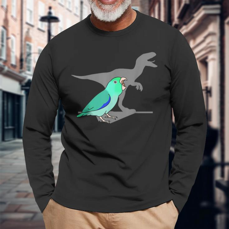Velociraptor Turquoise Parrotlet Dinosaur Parrot Birb Memes Long Sleeve T-Shirt Gifts for Old Men
