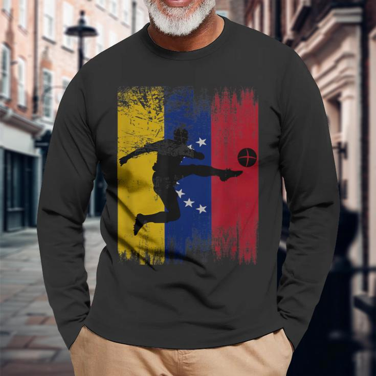 Venezuela Soccer Venezuelan Football Venezolano Futbol Long Sleeve T-Shirt Gifts for Old Men