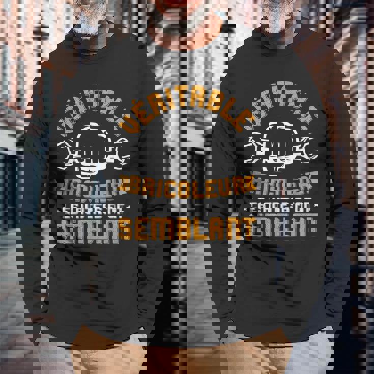 Véritable Bricoleur Humoristique Homme Cadeau Bricoleur T-shirt à manches longues Cadeaux pour les vieillards