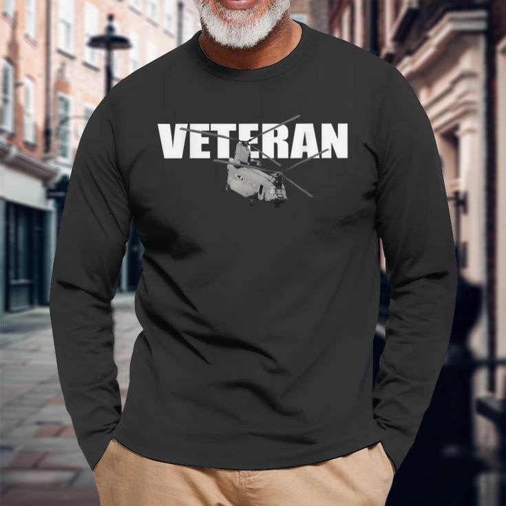 Veteran Ch47 Chinook Helicopter Long Sleeve T-Shirt Gifts for Old Men