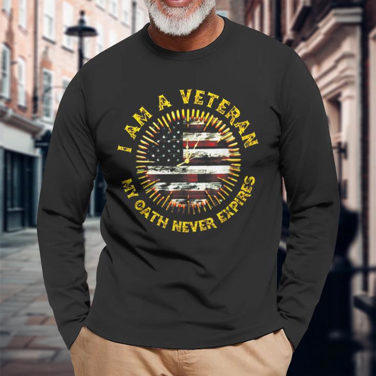 I Am A Veteran My Oath Never Expires Veterans Long Sleeve T-Shirt Gifts for Old Men