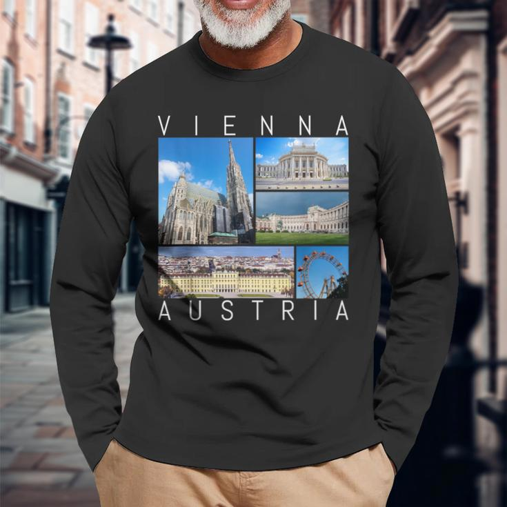 Vienna Austria Souvenir Vienna Famous Landmarks Langarmshirts Geschenke für alte Männer