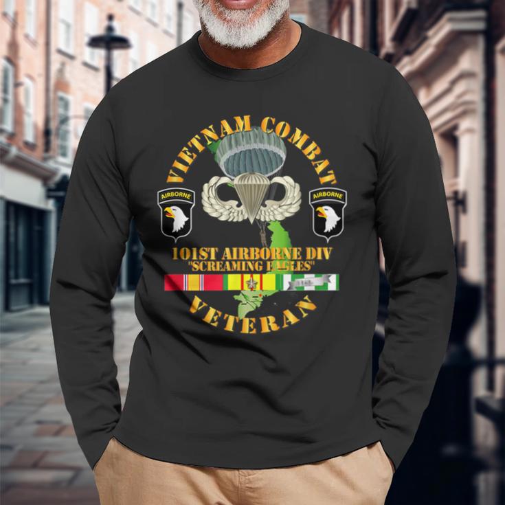 Vietnam Combat Veteran W 101St Airborne Div Ssi V1 Long Sleeve T-Shirt Gifts for Old Men