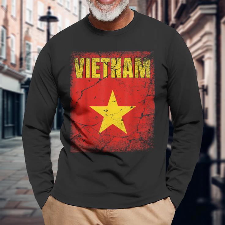 Vietnamietnamesischietnamietnam-Flagge Langarmshirts Geschenke für alte Männer