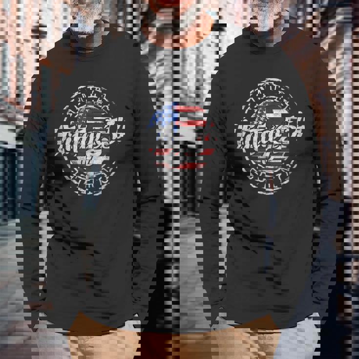 Vintage 1954 Flag Stamp 70Th Birthday 70 Year Old Long Sleeve T-Shirt Gifts for Old Men