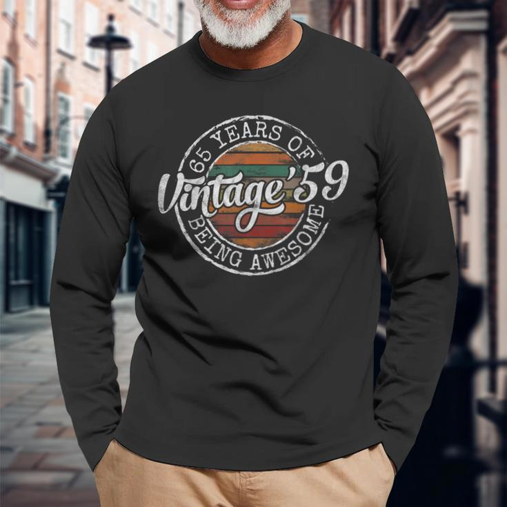Vintage 1959 Bday Stamp 65Th Birthday 65 Year Old Long Sleeve T-Shirt Gifts for Old Men