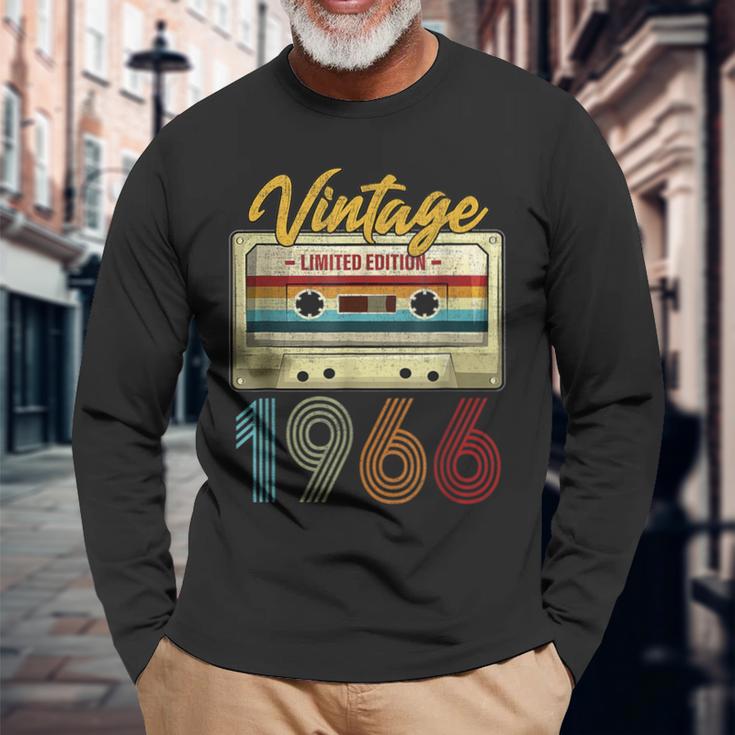 Vintage 1966 Retro Cassette Tape 57 Years Old 57Th Birthday Long Sleeve T-Shirt Gifts for Old Men