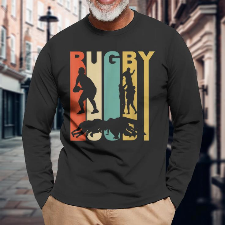 Vintage 1970'S Style Rugby Long Sleeve T-Shirt Gifts for Old Men