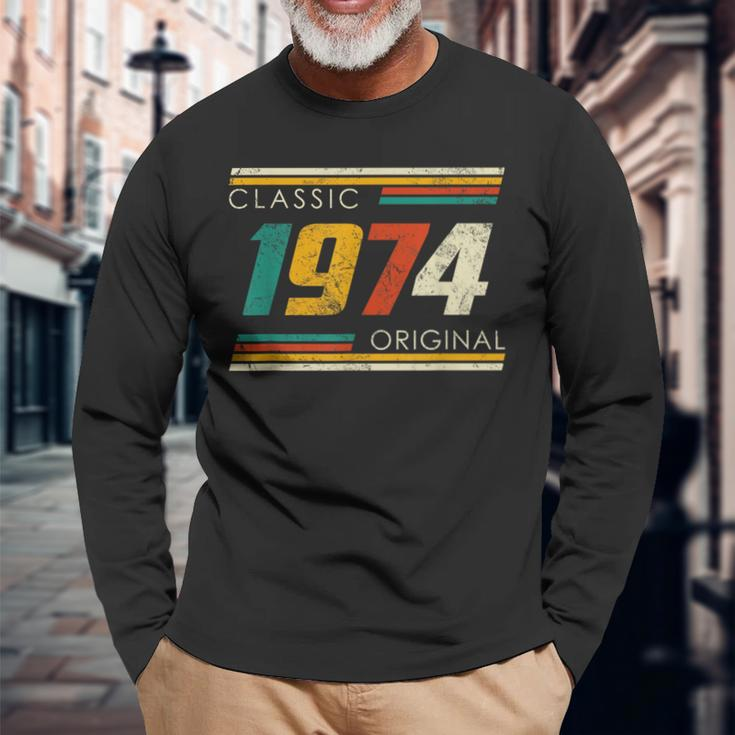 Vintage 1974 Made In 1974 50Th Birthday 50 Years Old Long Sleeve T-Shirt Gifts for Old Men