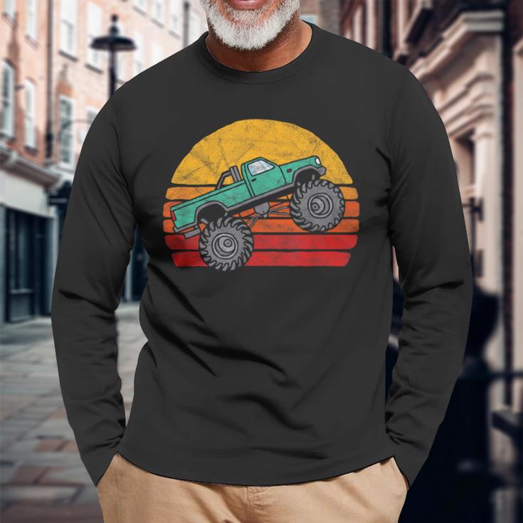 Vintage 80S Monster Truck Cool Retro Sun Long Sleeve T-Shirt Gifts for Old Men