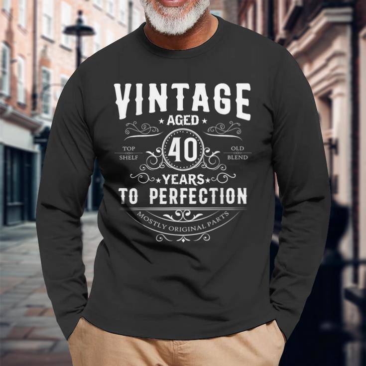 Vintage Aged 40 Years To Perfection 40Th Birthday Long Sleeve T-Shirt Gifts for Old Men