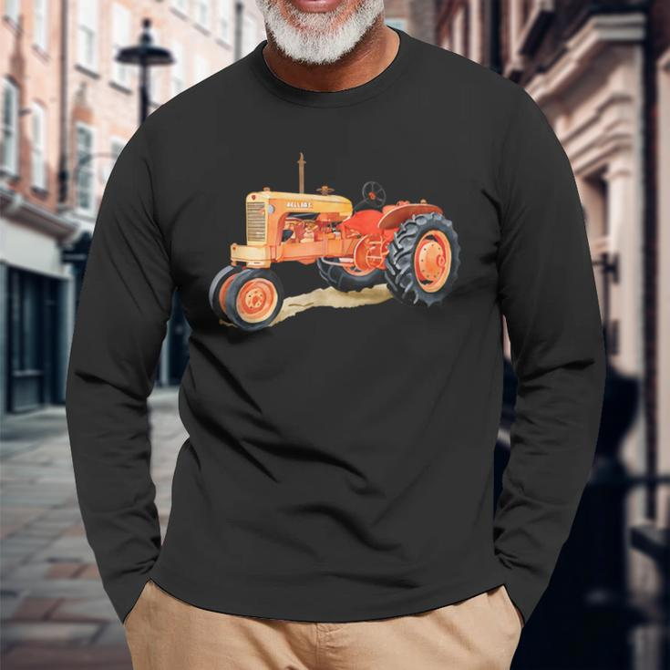 Vintage Allis Chalmers Wd45 Tractor Print Long Sleeve T-Shirt Gifts for Old Men
