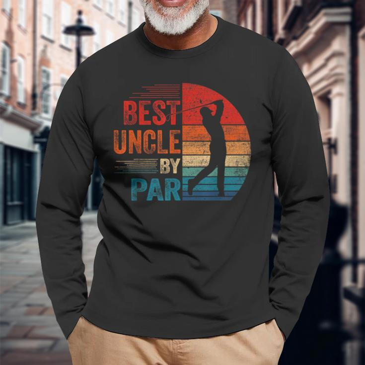 Vintage Best Uncle By Par Lover Golf Fathers Day For Golfer Long Sleeve T-Shirt Gifts for Old Men