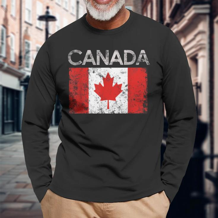 Vintage Canada Canadian Flag Pride Langarmshirts Geschenke für alte Männer