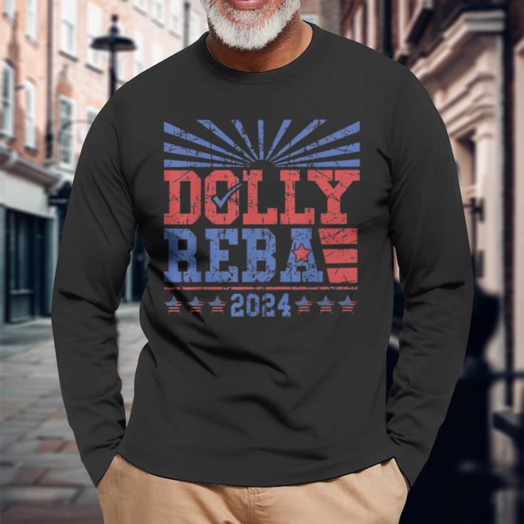 Vintage Dolly And Reba 2024 Make America Fancy Again Long Sleeve T-Shirt Gifts for Old Men