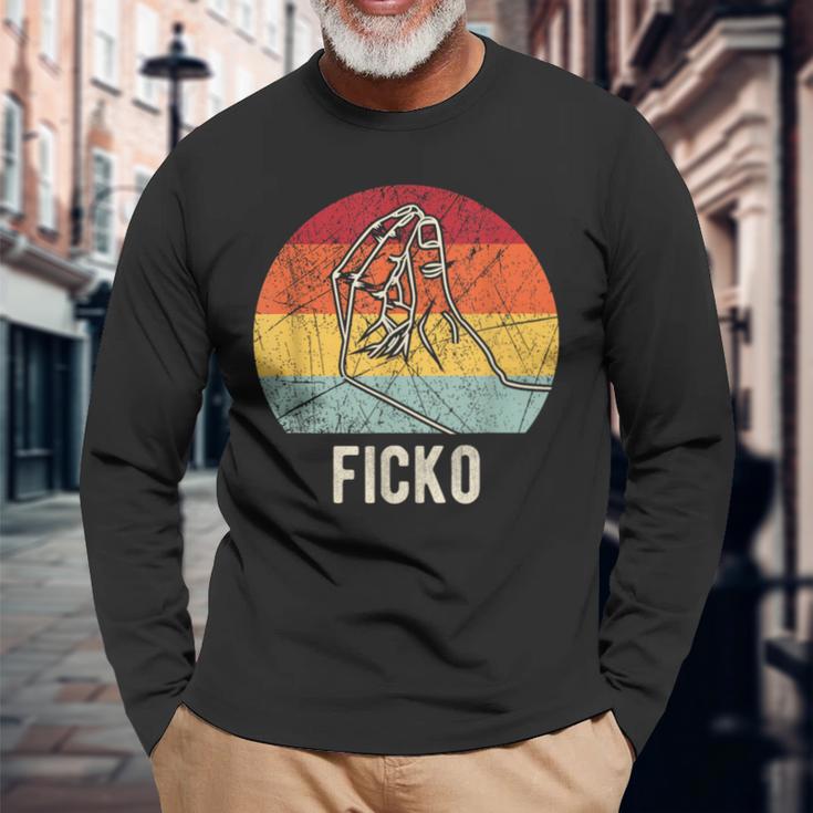 Vintage Du Bisch Ein Ficko Italian Gesture Handmark Langarmshirts Geschenke für alte Männer