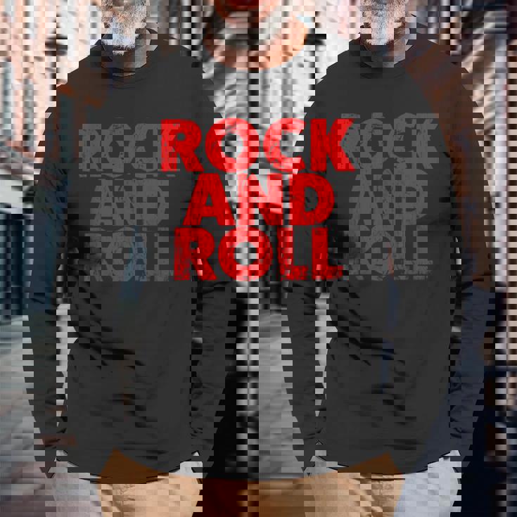 Vintage Grunge Old Rock & Roll Music Rock And Roll Camiseta de manga larga Regalos para ancianos