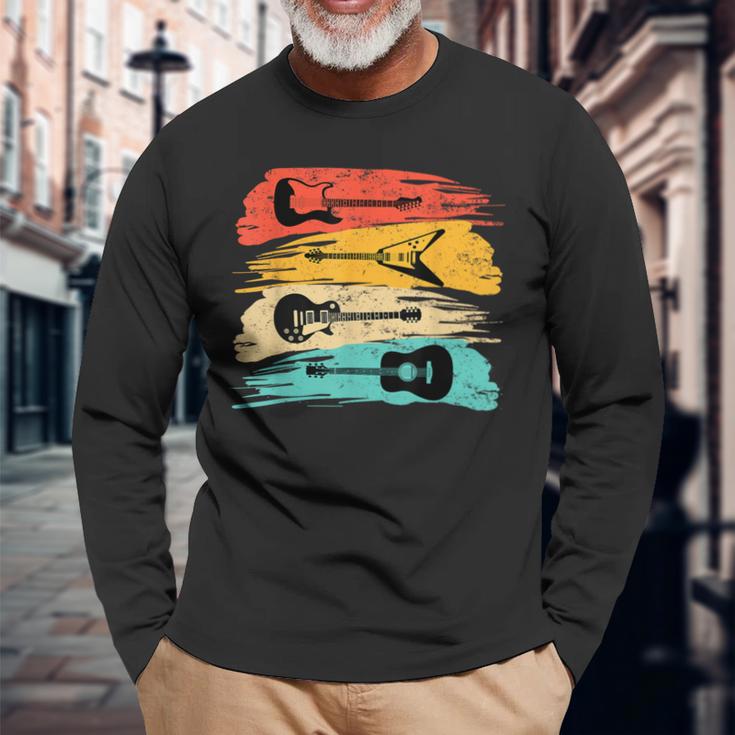 Vintage Guitarist Retro Musician Pick Long Sleeve T-Shirt Gifts for Old Men