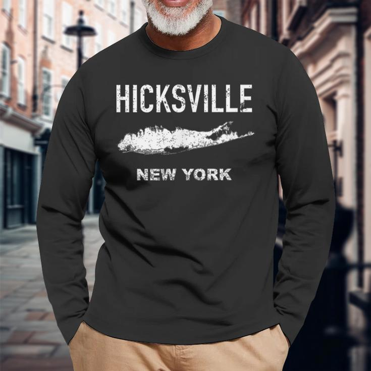 Vintage Hicksville Long Island New York Long Sleeve T-Shirt Gifts for Old Men