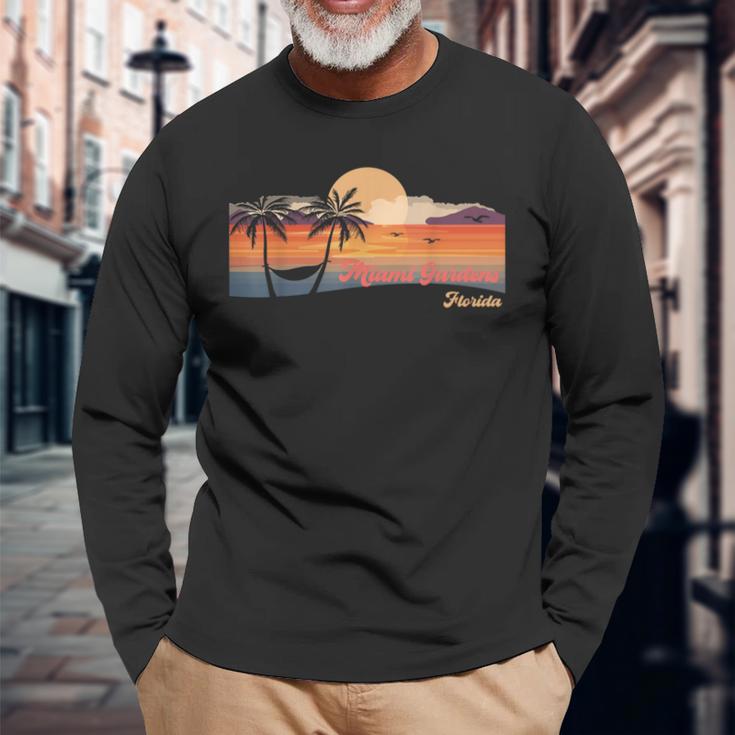 Vintage Miami Gardens Florida Beach Langarmshirts Geschenke für alte Männer