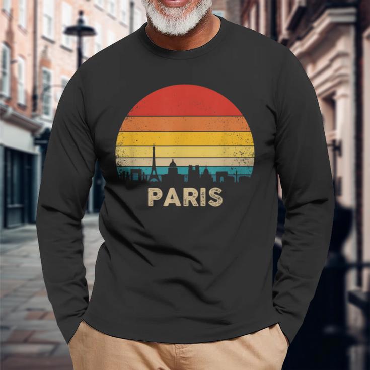 Vintage Paris France SouvenirLong Sleeve T-Shirt Gifts for Old Men