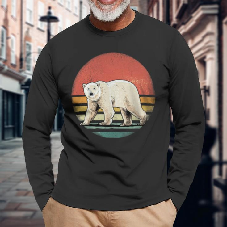 Vintage Polar Bear Retro Arctic Animal Bear Lover Long Sleeve T-Shirt Gifts for Old Men