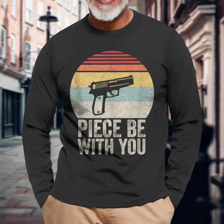 Vintage Retro Gun Piece Be With You 2Nd Amendment Long Sleeve T-Shirt Gifts for Old Men