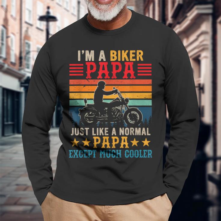 Vintage-Retro Ich Bin Ein Biker Papa Definitioniel Cooler Langarmshirts Geschenke für alte Männer