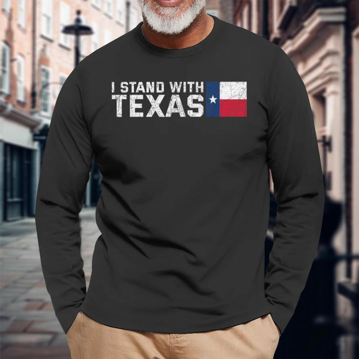 Vintage I Stand With Texas Usa United States Of America Long Sleeve T-Shirt Gifts for Old Men