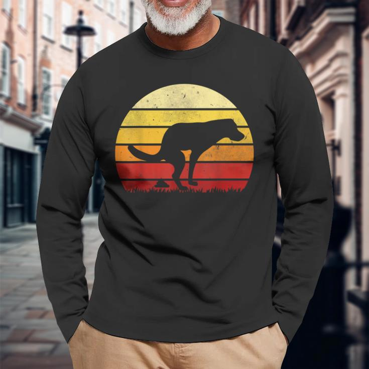 Vintage Sunset Labrador Retro Dog Pooping Old School Classic Long Sleeve T-Shirt Gifts for Old Men