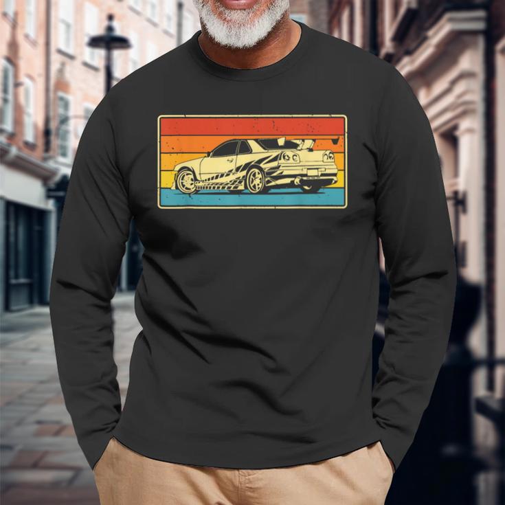 Vintage Tuner Car Skyline Graphic Retro Racing Drift Long Sleeve T-Shirt Gifts for Old Men