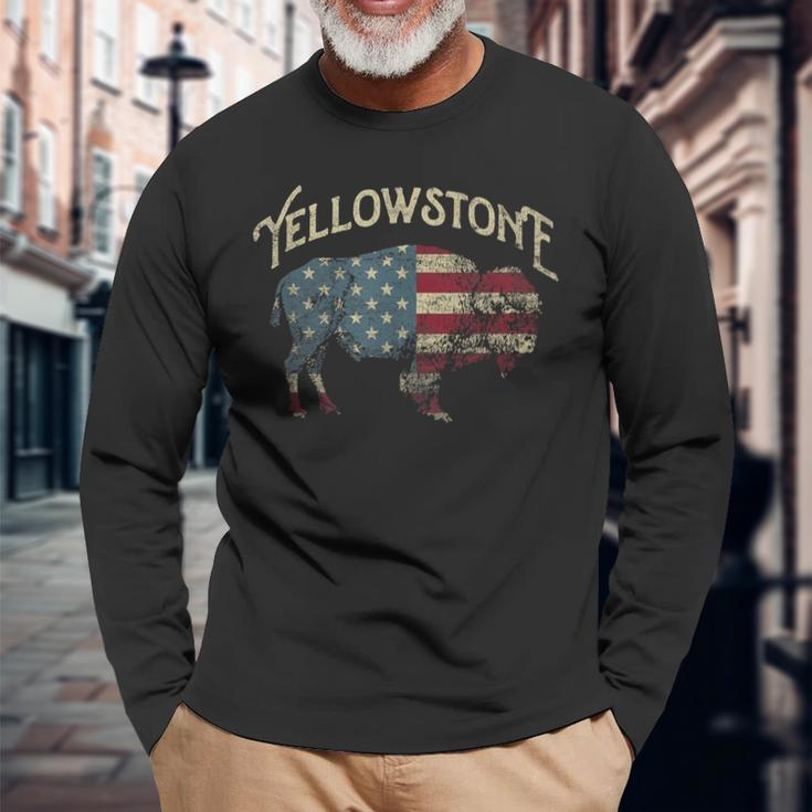 Vintage Yellowstone National Park Retro Long Sleeve T-Shirt Gifts for Old Men