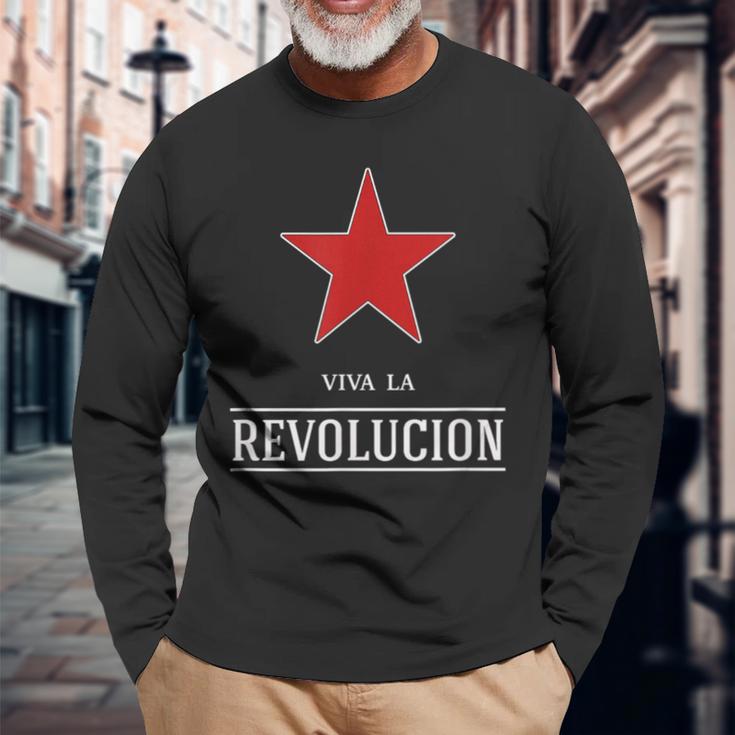 Viva La Revolucion Red Star Es Lebe Die Revolution Langarmshirts Geschenke für alte Männer