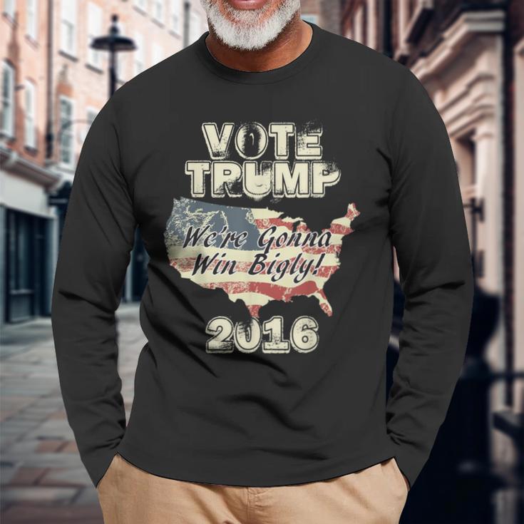 Vote Trump 2016 We're Gonna Win Bigly Retro Vintage Long Sleeve T-Shirt Gifts for Old Men