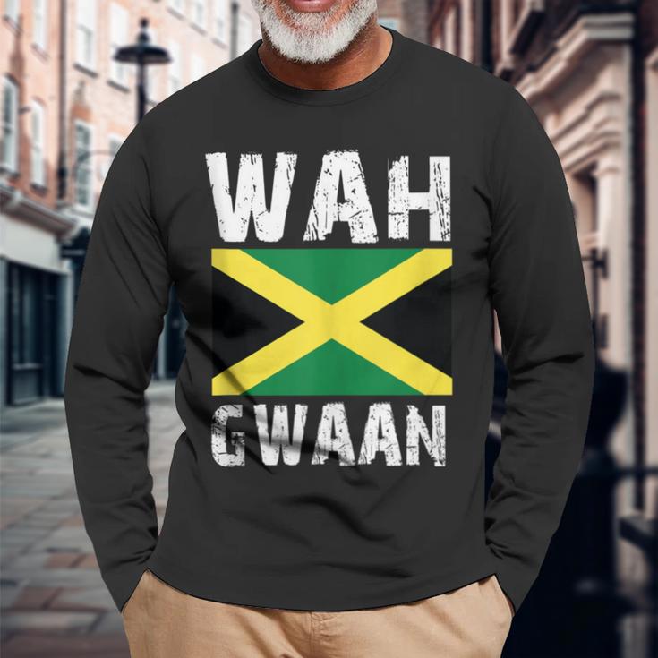 Wah Gwaan Jamaican Jamaica Apparel Slang Long Sleeve T-Shirt Gifts for Old Men