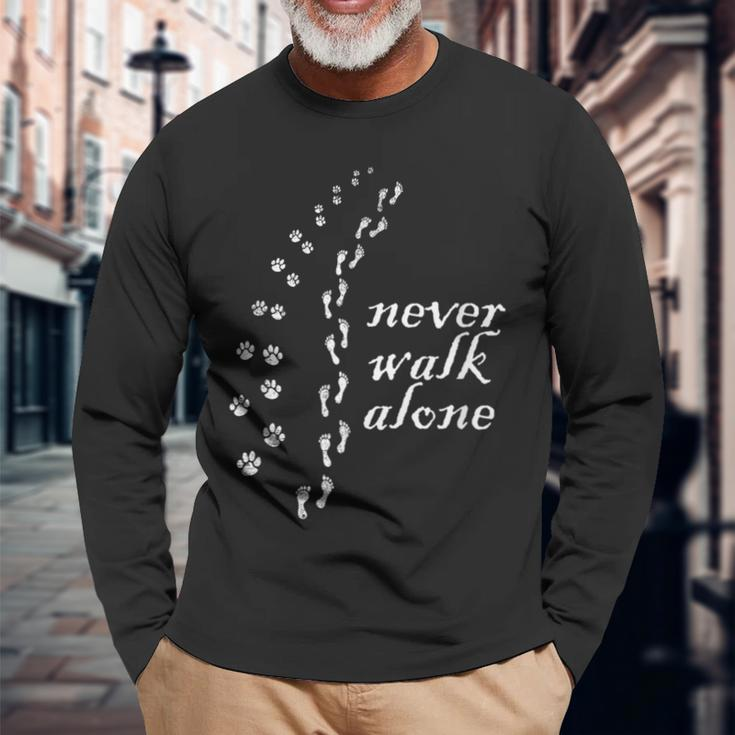 Never Walk Alone Dog Lovers Long Sleeve T-Shirt Gifts for Old Men