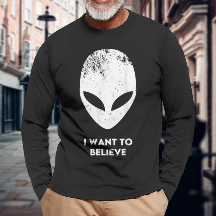 I Want To Believe Alien Alien Alien Langarmshirts Geschenke für alte Männer