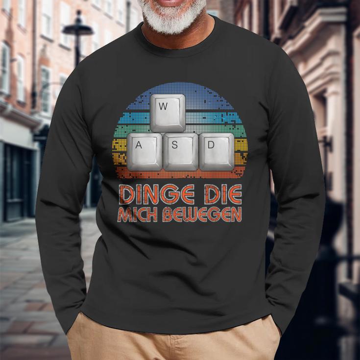 Wasd Pc Gamer Video Game Gaming Gamer For Gamer Langarmshirts Geschenke für alte Männer