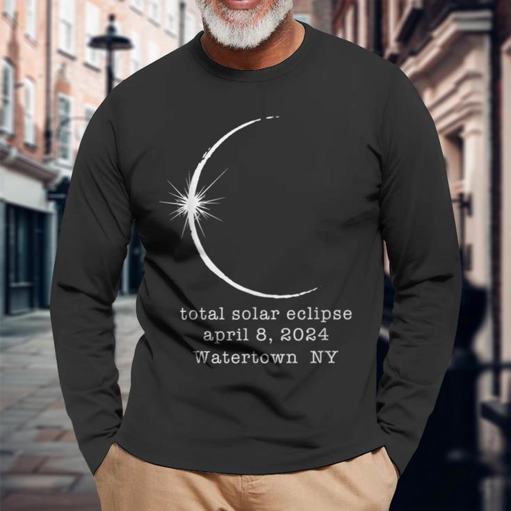 Watertown Ny Solar Total Eclipse April 2024 New York Long Sleeve T-Shirt Gifts for Old Men