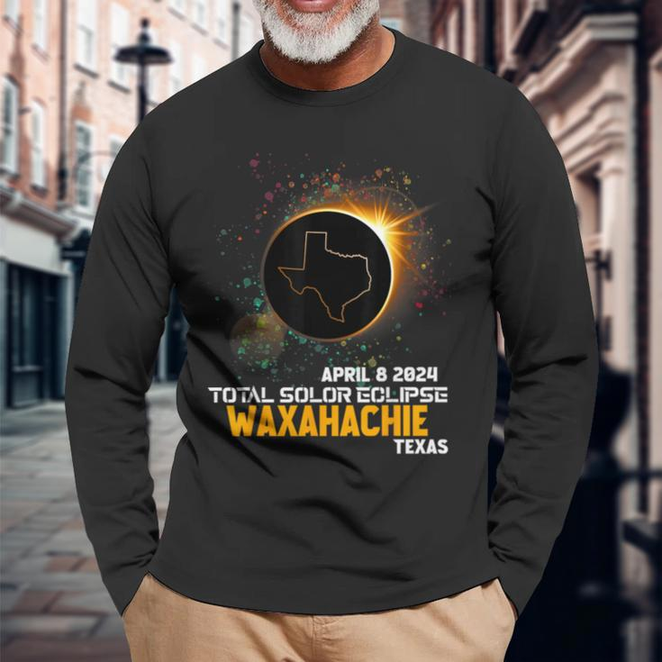 Waxahachie Texas Total Solar Eclipse 2024 Long Sleeve T-Shirt Gifts for Old Men