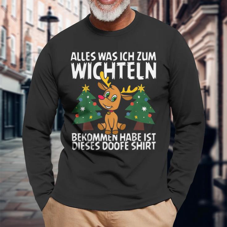 Weihnachts-Wichtel Schwarz Langarmshirts, Lustiges Motiv für Feiern Geschenke für alte Männer