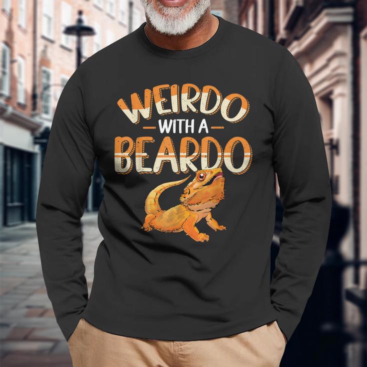 Weirdo With A Beardo Bearded Dragon Beardie Lover Long Sleeve T-Shirt Gifts for Old Men