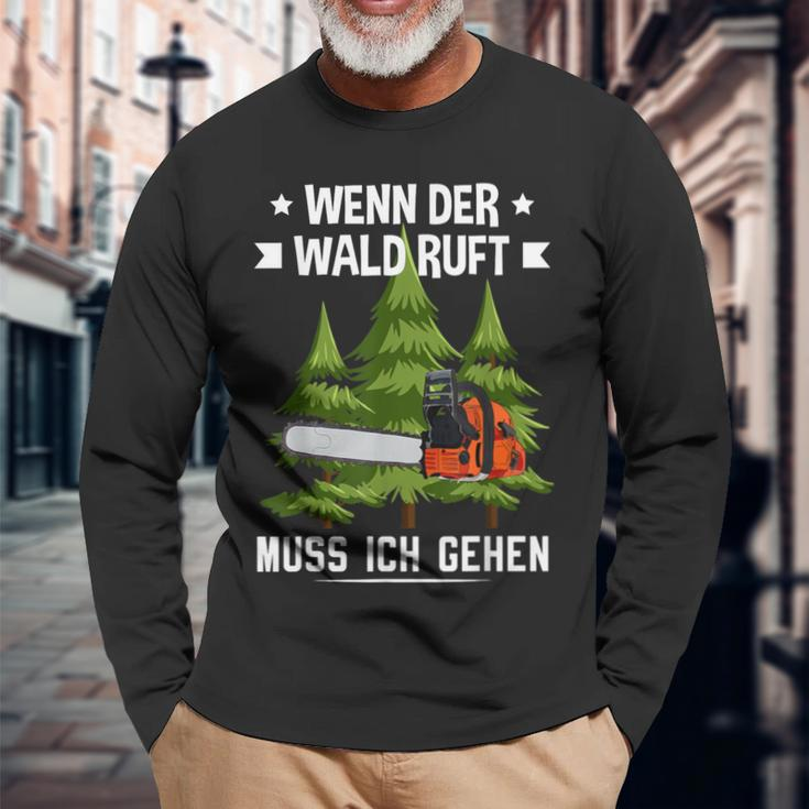 Wenn Der Wald Ruft Muss Ich Gehen Forestwirt German Language Langarmshirts Geschenke für alte Männer