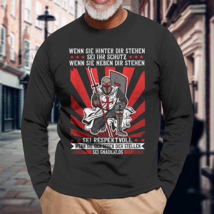 Wenn Sie Hinter Dir Stehen Crusader Knight Templar Costume Langarmshirts Geschenke für alte Männer