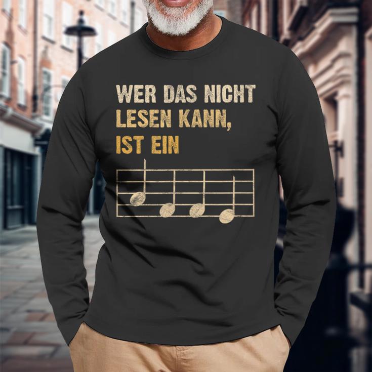 Wer Das Nicht Lesen Kann Ist Ein Monkey Music Theory Langarmshirts Geschenke für alte Männer