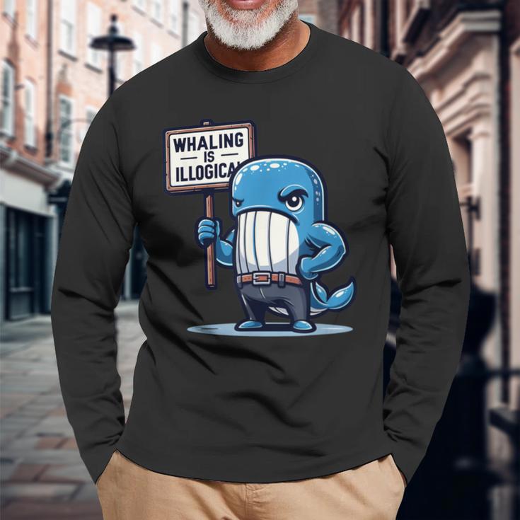 Whaling Is Illogical Whale Conservation Save The Whales Long Sleeve T-Shirt Gifts for Old Men