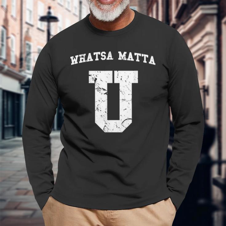 Whatsamatta U Fake College University Jersey Long Sleeve T-Shirt Gifts for Old Men